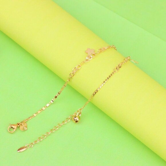 "Rose Gold Plated Anklet with Mixed Charms and Elegant Detailing, XPAL1060 - Picture 5 of 12
